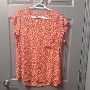 Essentials Bright Orange Floral Blouse